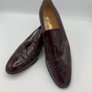 Salvatore Ferragamo Burgundy Slip On Tassel